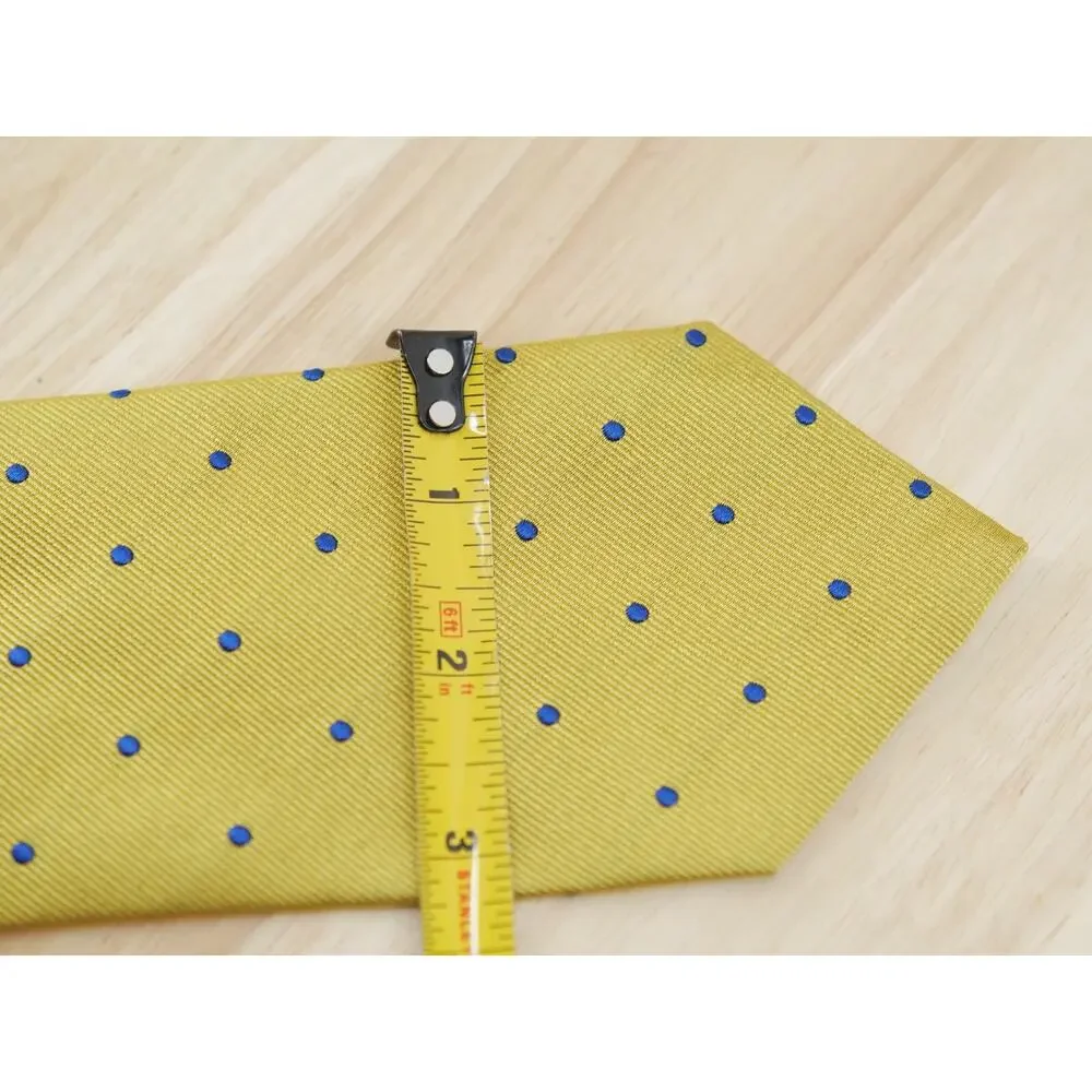 Brooks Brothers Makers Mens Neck Repp Tie Silk Yellow Polka Dot 3.25